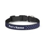 Personalized Clip-On Pet Collar — Customizable Name Dog Collar, Navy Polka Dot