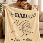 Plush Blanket — "Best Dad Ever" Personalized Kids' Names Throw