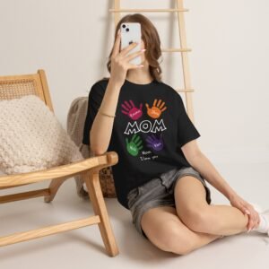 Mom Handprint T-Shirt — Personalized Kids' Names "Mom I Love You" Gift